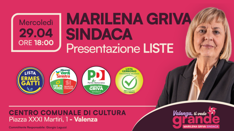Mercoledì 29 aprile la presentazione ufficiale delle liste a sostegno della mia candidatura a sindaca